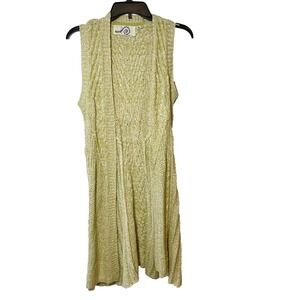 Anthropologie Rosie Neira Sleeveless Long Cardigan Sweater Yellow XS Open Knit